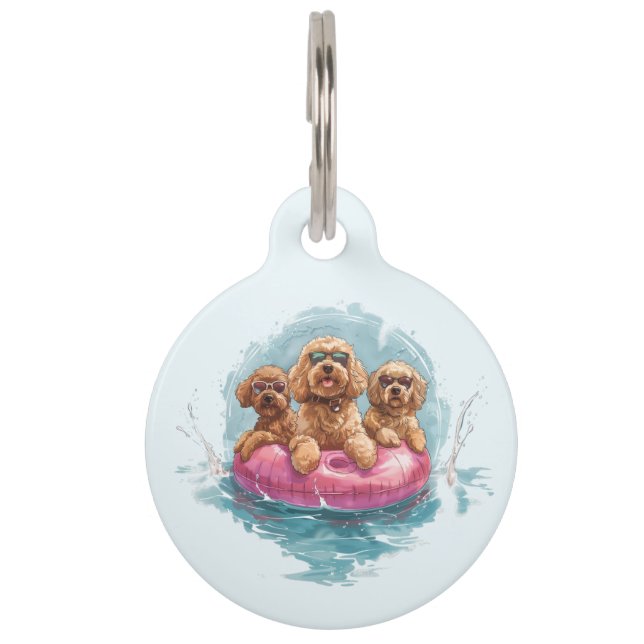 Goldendoodle犬サマーパイナップルプール浮き ペット　ネームタグ (正面)
