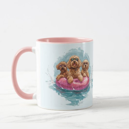 Goldendoodle犬サマーパイナップルプール浮き マグカップ (左)