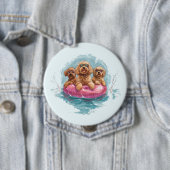 Goldendoodle犬サマーパイナップルプール浮き 缶バッジ (インサイチュ)