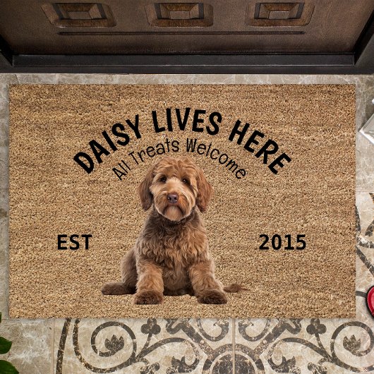 Goldendoodle犬パーソナライズされた恋人のDoormat ドアマット