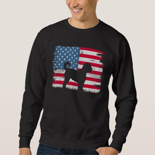 Goldendoodle American Flag USA 4th of July Men Wom スウェットシャツ (正面)