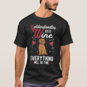 Goldendoodle And Wine Tシャツ (正面)