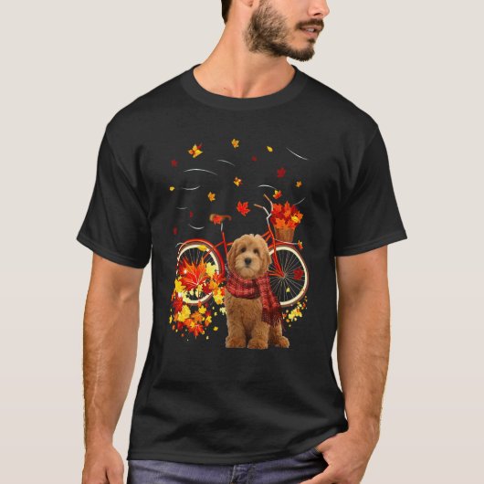 Goldendoodle Bike Autumn Dog Leaf Fall Fall Y'all Tシャツ (正面)