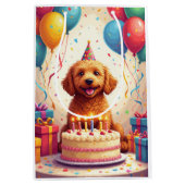 Goldendoodle Birthday Celebration ミディアムペーパーバッグ (正面)