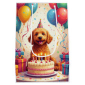 Goldendoodle Birthday Celebration ミディアムペーパーバッグ (裏面)