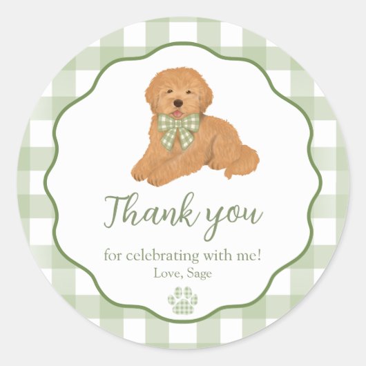 Goldendoodle Birthday Party Favor Thank You ラウンドシール (正面)
