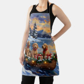 Goldendoodle Christmas Boat Holiday エプロン (インサイチュ)