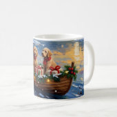 Goldendoodle Christmas Boat Holiday コーヒーマグカップ (正面右)