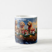 Goldendoodle Christmas Boat Holiday コーヒーマグカップ (中央)