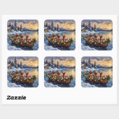 Goldendoodle Christmas Boat Holiday スクエアシール (シート)