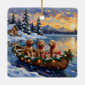 Goldendoodle Christmas Boat Holiday セラミックオーナメント (裏面)