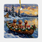 Goldendoodle Christmas Boat Holiday セラミックオーナメント (正面)