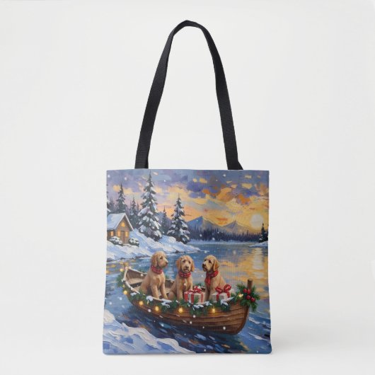 Goldendoodle Christmas Boat Holiday トートバッグ (正面)
