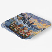 Goldendoodle Christmas Boat Holiday ペーパープレート (傾斜あり)