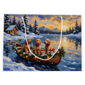 Goldendoodle Christmas Boat Holiday ラージペーパーバッグ (裏面)