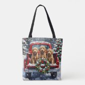Goldendoodle Christmas Red Truck Holiday トートバッグ (裏面)
