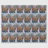 Goldendoodle Christmas Red Truck Holiday ラッピングペーパー (フラット)