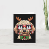 Goldendoodle Christmas Reindeer Holiday Dog Lover  カード (正面)