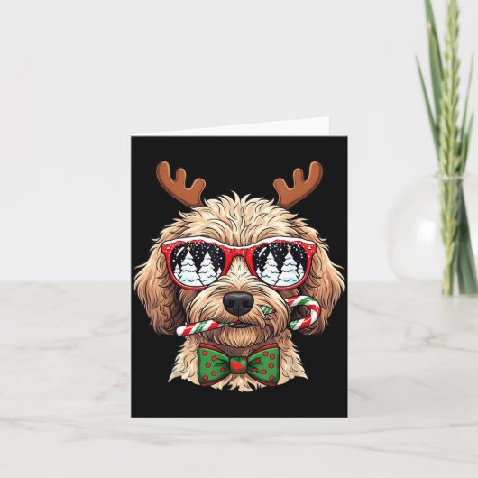 Goldendoodle Christmas Reindeer Holiday Dog Lover  カード (正面)