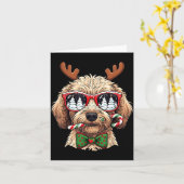 Goldendoodle Christmas Reindeer Holiday Dog Lover  カード (黄色い花)