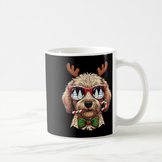 Goldendoodle Christmas Reindeer Holiday Dog Lover  コーヒーマグカップ (右)