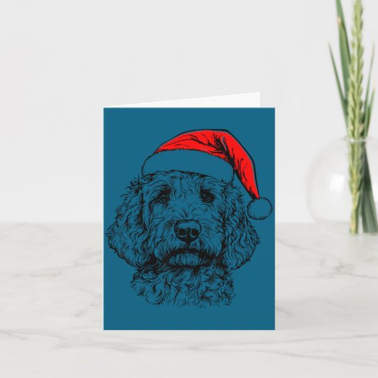 Goldendoodle Christmas Santa Hat Xmas Pajama Golde カード (正面)