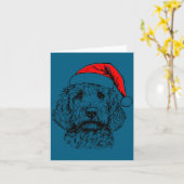Goldendoodle Christmas Santa Hat Xmas Pajama Golde カード (黄色い花)