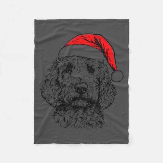 Goldendoodle Christmas Santa Hat Xmas Pajama Golde フリースブランケット (正面)