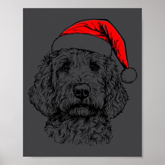 Goldendoodle Christmas Santa Hat Xmas Pajama Golde ポスター (正面)