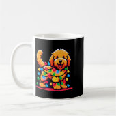 Goldendoodle Christmas Tree Xmas Lights Golden Doo コーヒーマグカップ (左)