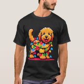 Goldendoodle Christmas Tree Xmas Lights Golden Doo Tシャツ (正面)