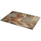 Goldendoodle Cooking in Kitchen カッティングボード (角)