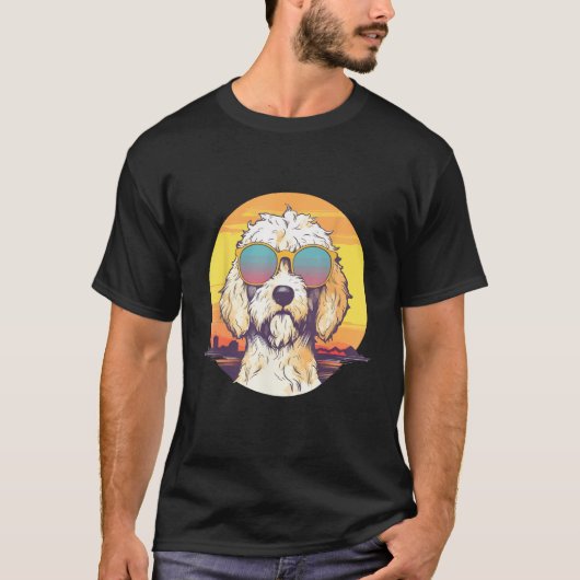 Goldendoodle Cute Colorful Golden Doodle Sunglasse Tシャツ (正面)
