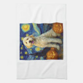 Goldendoodle Cute Dog Halloween Jack O Lantern Pum キッチンタオル (縦)