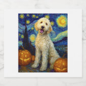 Goldendoodle Cute Dog Halloween Jack O Lantern Pum スパークリングワインラベル (シングルラベル)