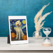 Goldendoodle Cute Dog Halloween Jack O Lantern Pum フォトプラーク (側面)