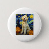 Goldendoodle Cute Dog Halloween Jack O Lantern Pum 缶バッジ (正面)