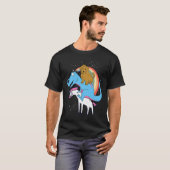 Goldendoodle Dinosaur Riding Unicorn Kids Men Rain Tシャツ (正面フル)