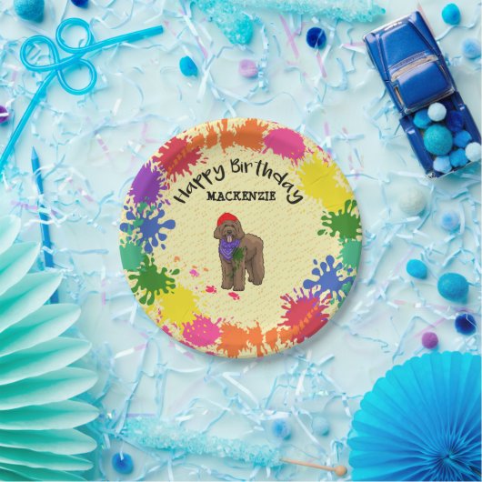 Goldendoodle Dogおもしろいアートパーティー  ペーパープレート (パーティー)