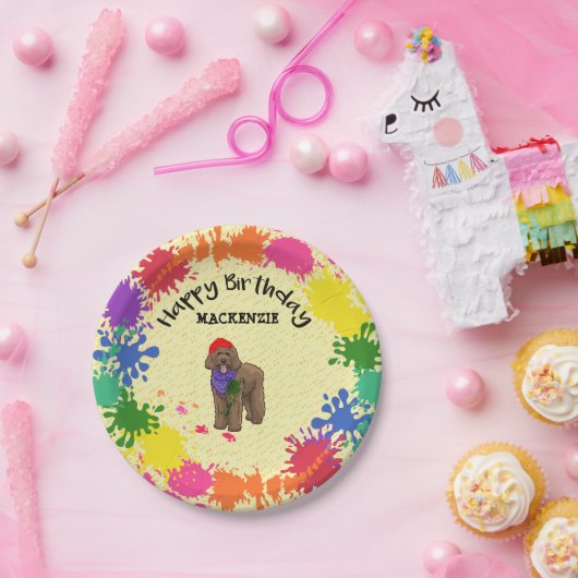 Goldendoodle Dogおもしろいアートパーティー  ペーパープレート (パーティー)