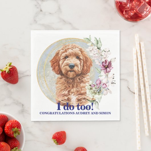 Goldendoodle Dog 結婚's Napkins with Dog Photo スタンダードランチョンナプキン (インサイチュ)