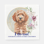 Goldendoodle Dog 結婚's Napkins with Dog Photo スタンダードランチョンナプキン (正面)
