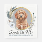Goldendoodle Dog 結婚's Napkins with Dog Photo スタンダードランチョンナプキン (正面)