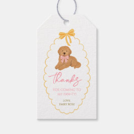 Goldendoodle Dog Birthday Pawty Pink Yellow ギフトタグ
