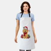 Goldendoodle Dog Christmas Outfits Santa Hat Dog X エプロン (着用した状態)