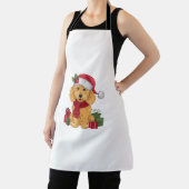 Goldendoodle Dog Christmas Outfits Santa Hat Dog X エプロン (インサイチュ)