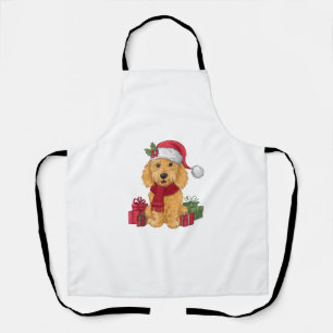 Goldendoodle Dog Christmas Outfits Santa Hat Dog X エプロン