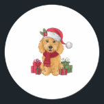 Goldendoodle Dog Christmas Outfits Santa Hat Dog X ラウンドシール<br><div class="desc">Goldendoodle犬クリスマスアウトフィッツサンタハットドッグクリスマス</div>