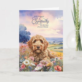 Goldendoodle Dog Field of Wildflowers Pet Sympathy カード