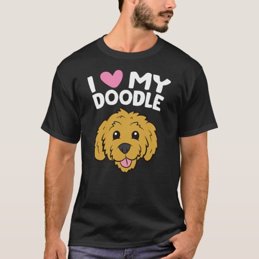 Goldendoodle Dog I Love My Doodle Funny Pet Golden Tシャツ (正面)
